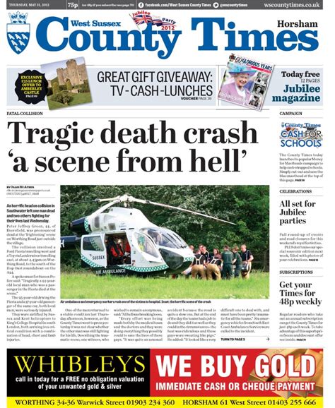 west sussex county times The West Sussex County Times is a weekly tabloid newspaper sold in the town of Horsham and much of inland West Sussex, from Steyning in the south to Dorking in neighbouring Surrey in the north